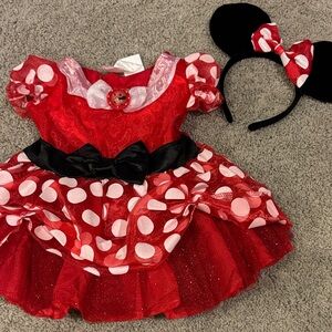 Disney Minnie Mouse Red Polka Dot Kids Costume with Headband